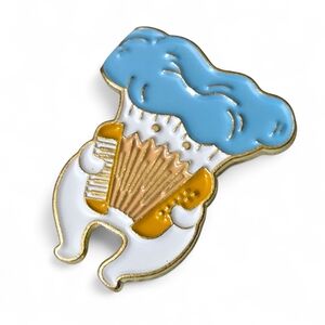 Mush-Love for Music! Cute Accordion Playing Mushroom Enamel Pin Button NWOT